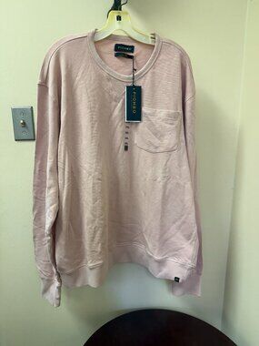 PIOMBO Men's Garmet Dyed Crewneck Sweatshirt Pink XXL | 100% Cotton